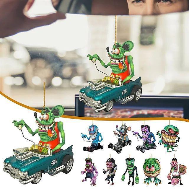 Unique Acrylic Big Mouth Monster Car Pendant Colorful Backpack Ornament For Halloween Christmas Celebration And Home Style