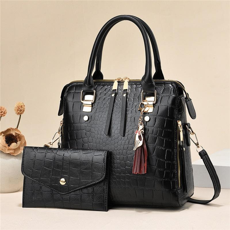 Trendy Versatile 2 Pieces Women Handbag Set Portable Hand Carry Single Shoulder Crossbody Bag For Daily Commute Shopping