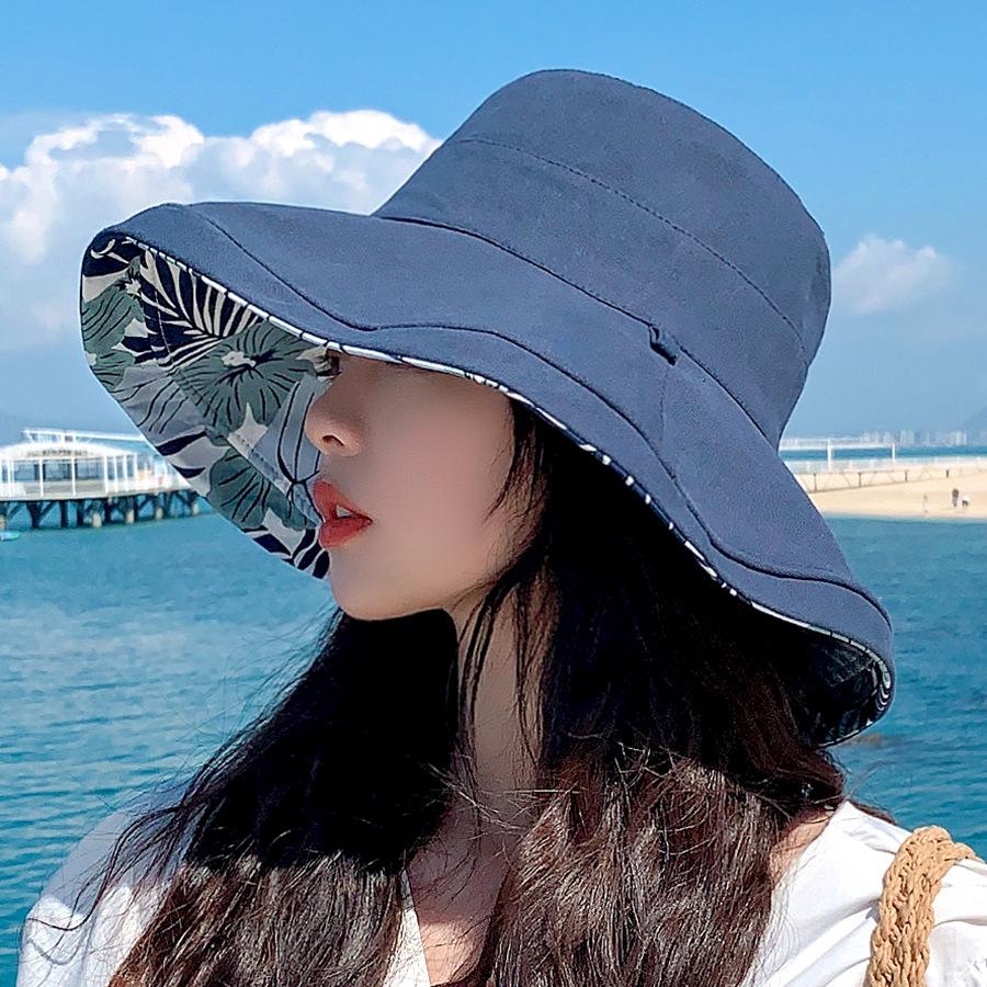 

Korean-Style Wide Brim Sun Hat with Face Shield for Women M (56-58cm) темно-синий