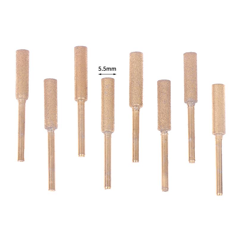 8Pcs Chainsaw Bits Titanium Plated Diamond Sharpener High Hardness Electric Chainsaw File 4/4.8/5.5Mm Chainsaw Sharpener Stone