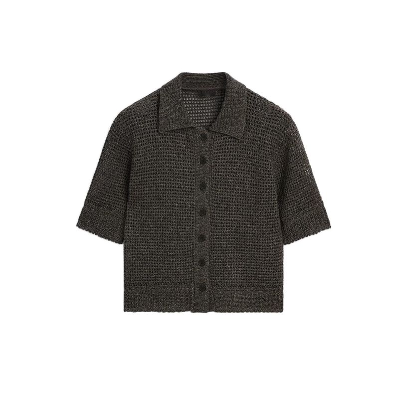 

MD Осень Новинка Женская одежда Стиль Островного отдыха Дышащая Ажурная Короткий рукав Футболка поло 5788300 5704559 Brown L