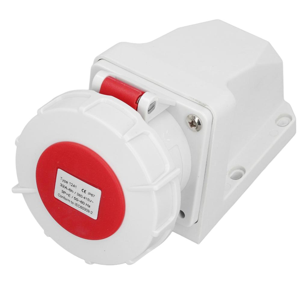 Industrial Plug Connector IP67 Waterproof 4 Pin 32A 3P E Surface Mounted Industrial Socket 380‑415V