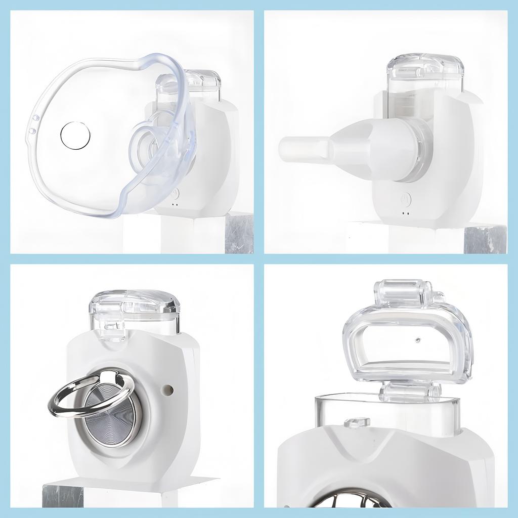 Portable Mesh Nebulizer Inhaler Mini Rechargeable Atomizer for Adult Kids Silent Nebuliser with 2 Masks and Mouthpiece