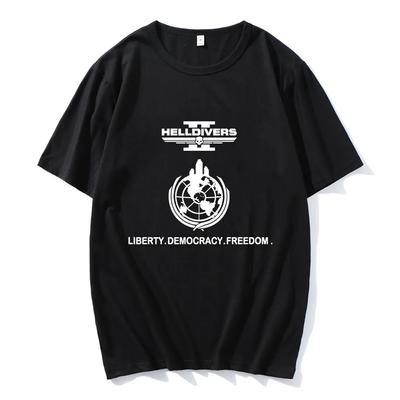 Shooting Game Helldivers T-shirt Hip Hop Streetwear Unisex/Women Tops Tee Short Sleeve Cotton Summer Tee-shirt Harajuku Male Shirts