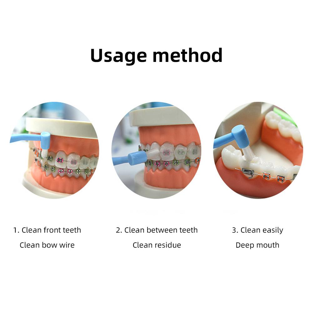 Double Head Single Bundle Orthodontic Toothbrush Interdental Cleaning Brush Portable Soft Bristles Tooth Cleaning Tool
