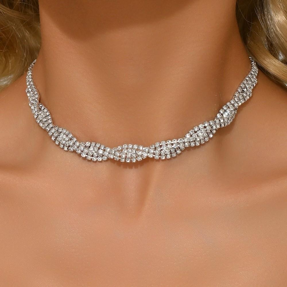 Sparkling Rhinestone Necklace Elegant Wedding Accessories  Bridesmaid Accessories