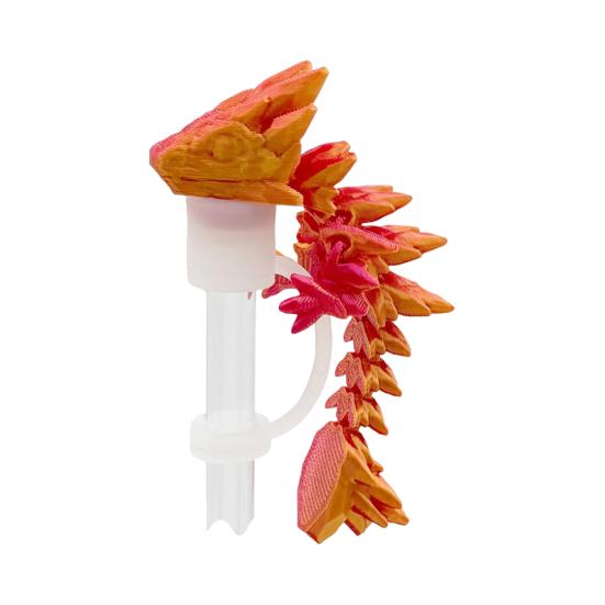 

3D Dragon Straw Cover Пилонепроникний захисний чохол для чашки 30/40oz Багаторазова соломинка Топпер Новинка Аксесуари для чашок помаранчевий