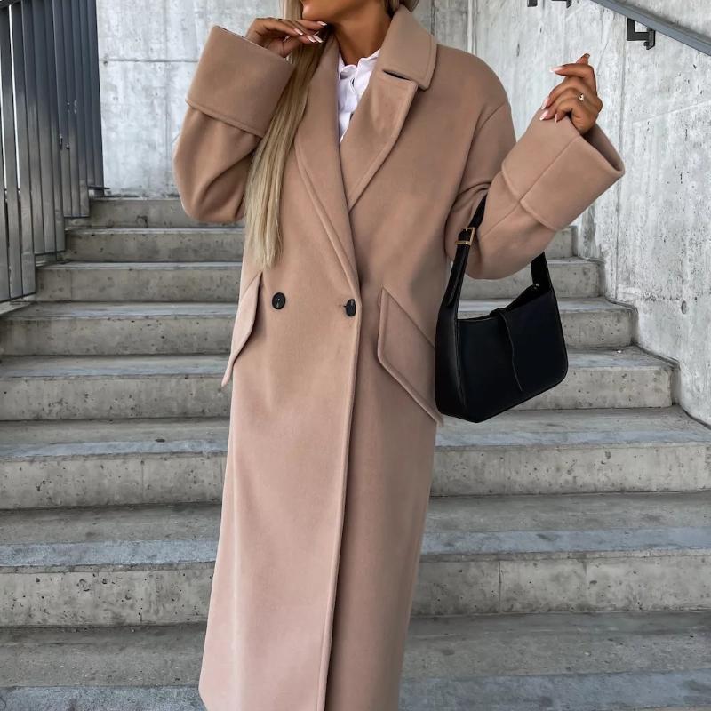 

Женский осенне-зимний пиджак с длинными рукавами и воротником из двубортного твида XXL легкие хаки