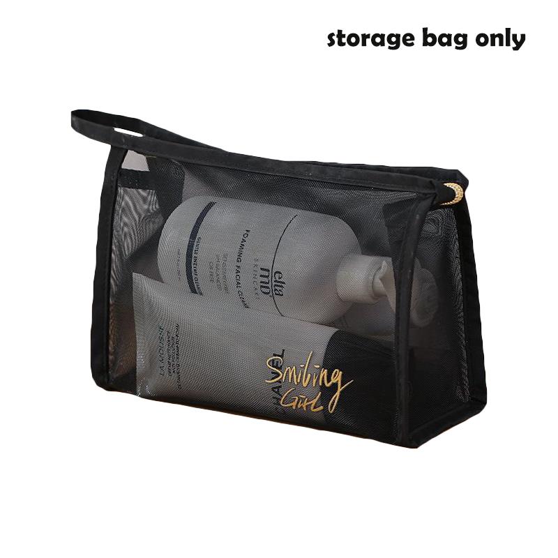 Mesh Bag Cosmetic Makeup Zipper Black Pouch Travel Toiletry Storage Tools Beauty