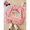 joyful Faces Hello Flowers Pattern Girls' Fashionable Crewneck Sweatshirt, autumn and winter Western style top