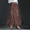 Jupe longue en tulle tutu tendance pour femme, jupe longue, style coréen, taille haute, plissée, noire, rose, printemps-été