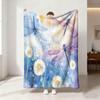 1Pc Dragonfly Dandelion Printed Flannel Blanket Multi Size Casual Comfortable Cover Carpet Machine Washable