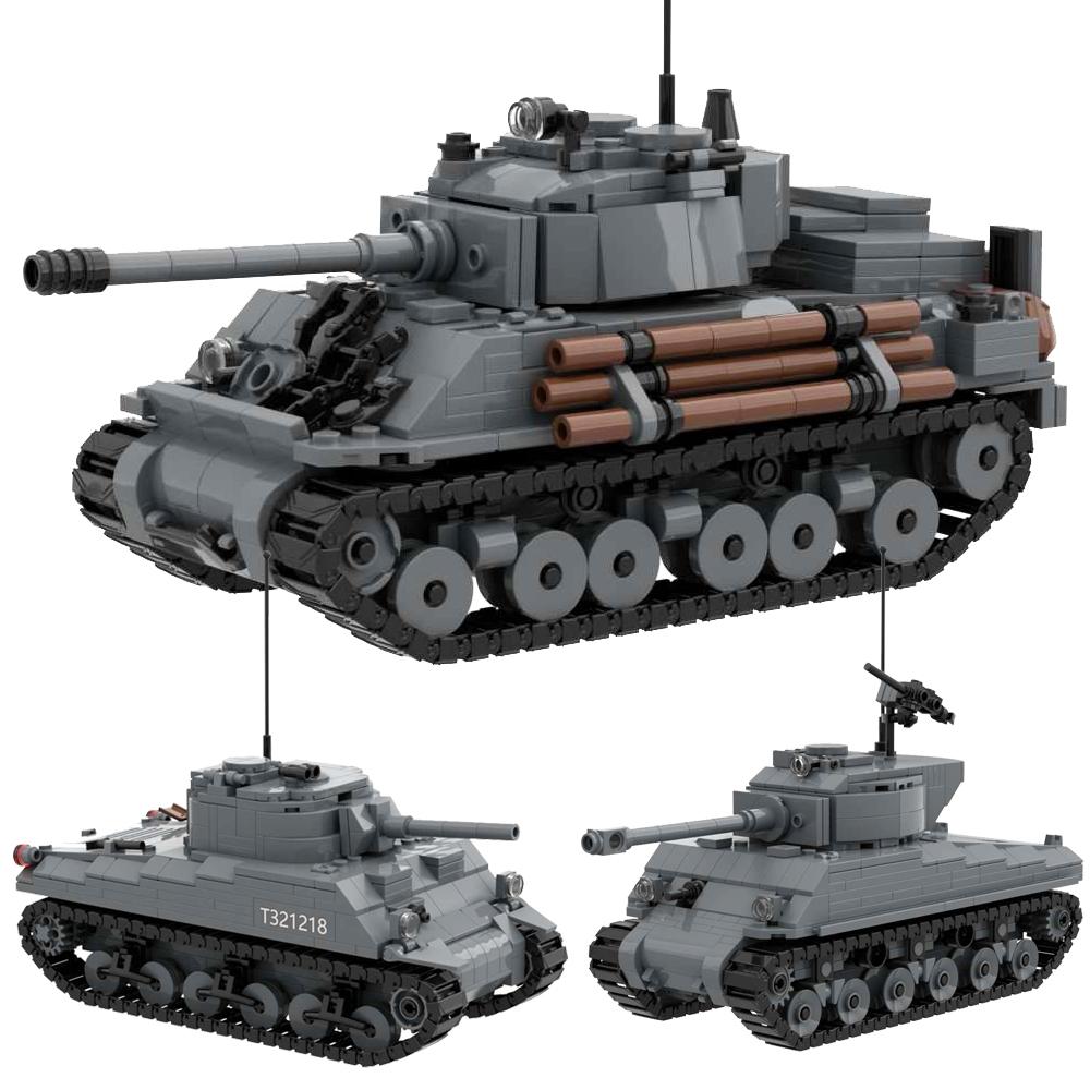 US Army Sherman Mittlerer Panzer Fury M3 M4A2 M4A3 WW2 Militärischer Baustein Spielzeug Montage-Set Kompatibel mit Marken