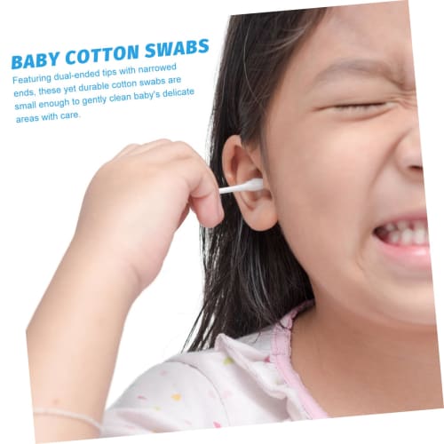 MUSISALY Natural Baby Cotton Swabs, 400 Round Spiral Head Swabs for Baby's Ears, 2 Boxes