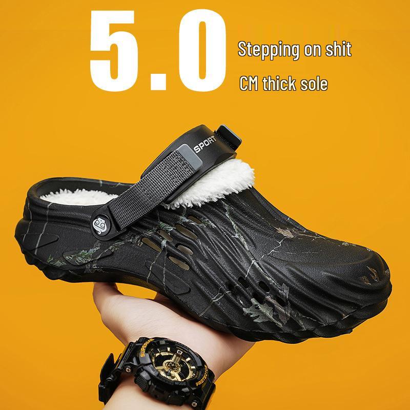 

Men s Winter Cotton Slippers: Warm, Removable, Dual-Wear, Large Size, Closed-Toe Shoes with Stylish Holes. 43