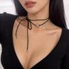 2026 New Silver Color Glossy Round Ball Bowknot Necklaces for Women Girls Sexy Black Color String Rope Necklaces Jewelry Gifts