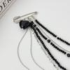 Punk Hip-hop Black Long Crystal Chain Tassel Pendant Brooch Multi-layer Creative Gravel Weaving Girl Fashion Set Jewelry