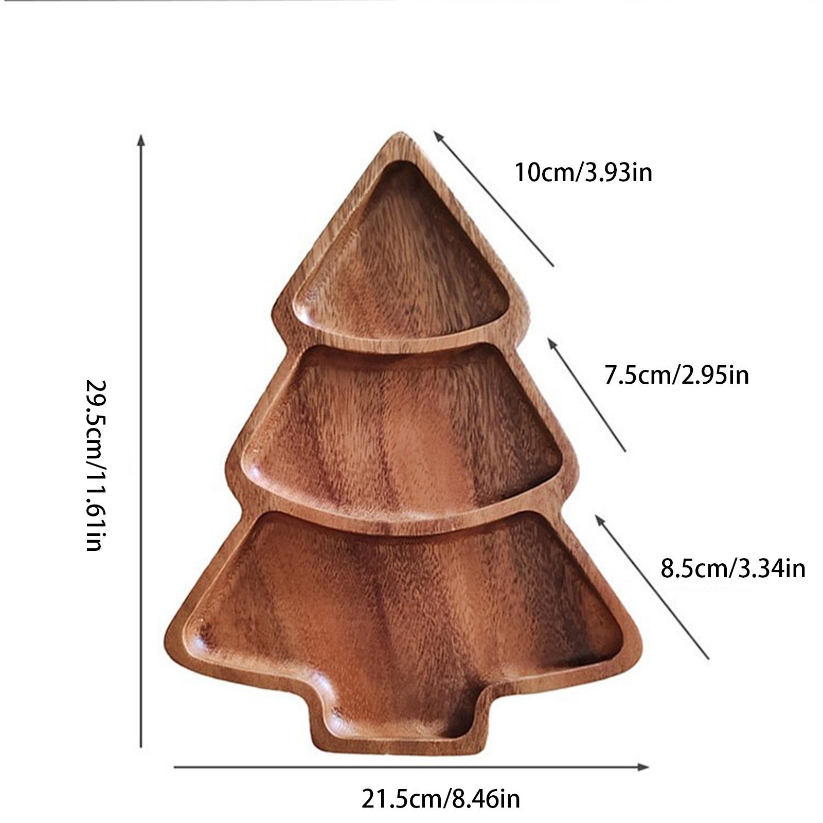 

Christmas Tree Shaped Wooden Serving Tray Charcuterie Board Compartment Snack Platter For Fruits Nuts Holiday Party Decor One Size коричневий