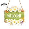Entryway Welcome Plaque Wooden Sign, Rustic Door Hanging 2D Daisy Butterfly Print, Front Decor Halloween Thanksgiving Easter Seasonal Holiday Sign for