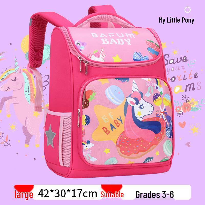 Children's Space-Themed School Backpack, Grades 1-6, Ages 6-12, Spine Support for Boys and Girls