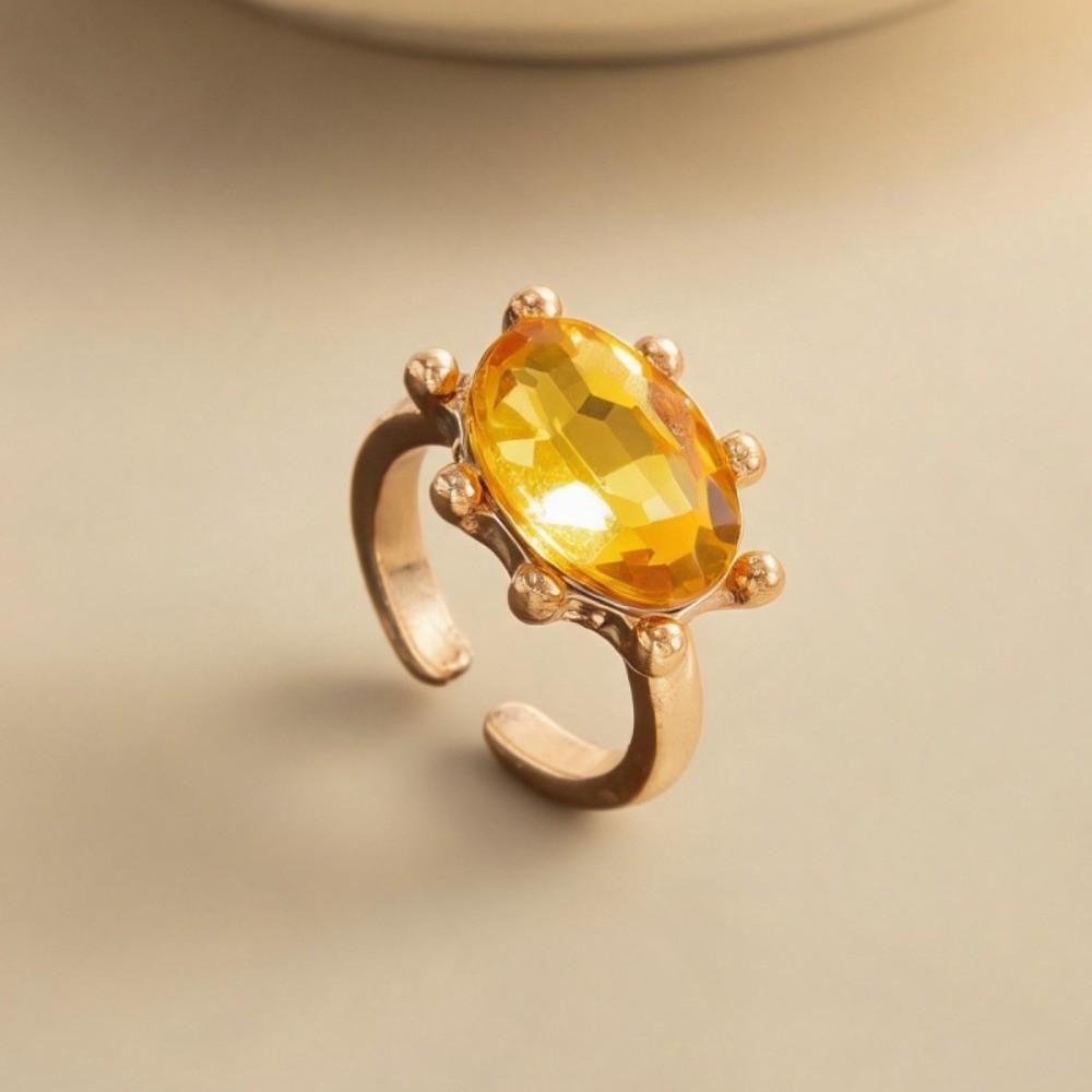 Shiny Candy Color Statement Ring Stackable Finger Ring Gift Oval Shape Rhinestone Ring Daily Wear