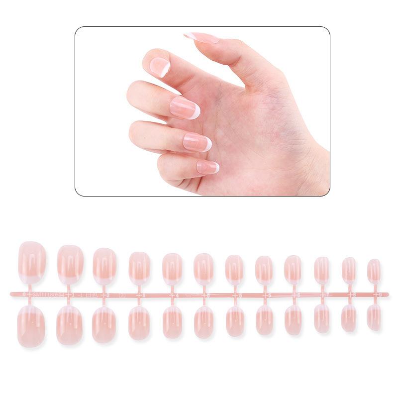 

Французский ноготь пластырь 24 шт. Ношение ногтей готовый желе клей наклейки для ногтей пудра тон кожи накладной ноготь пластырь