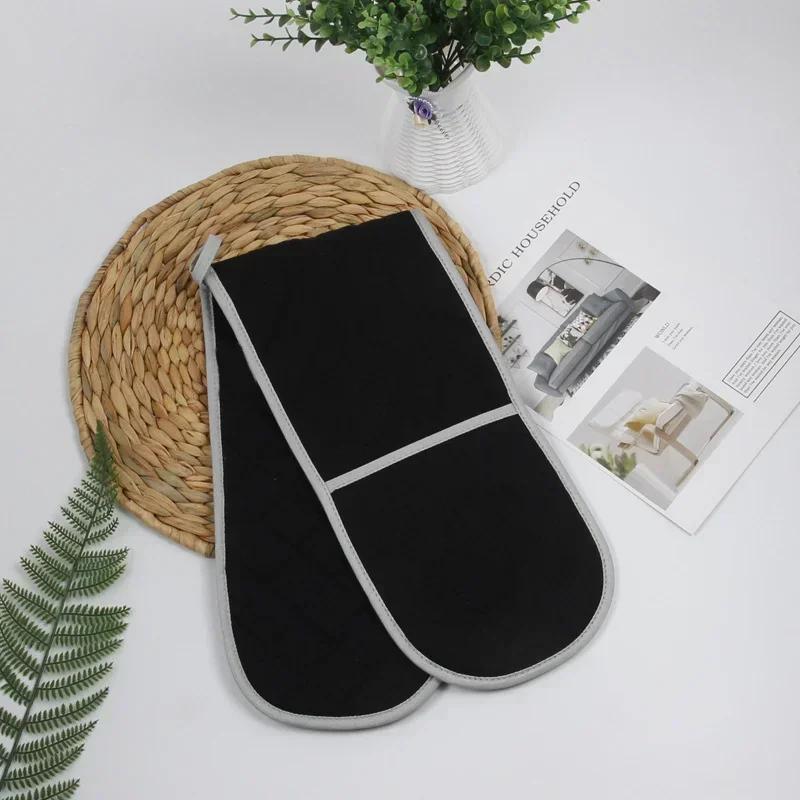 Siamese Insul Holding Glove Bake Thickened Gloves Pot Cotton Microwave Thermal Siamese Double Headed Oven Anti-scalding Mat