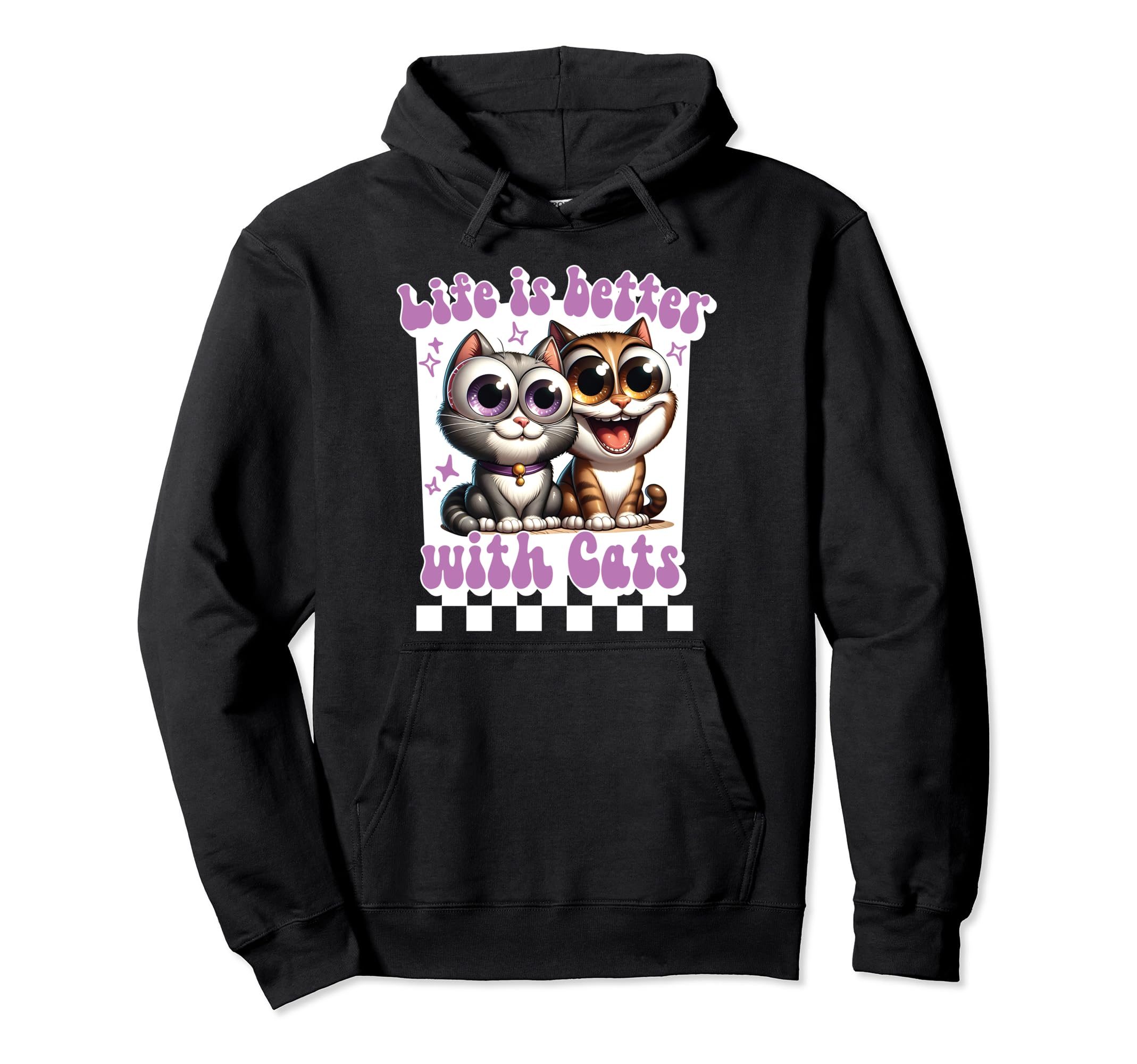 

Dynamic Duo: Life is Better with Cats Funny Graphic Hoodie