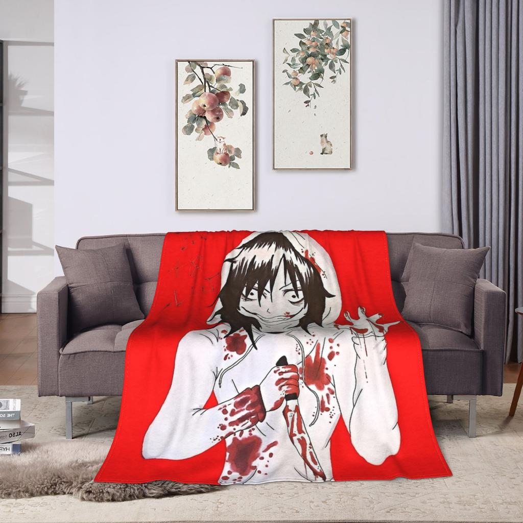 Jeff the Killer Flannel Blanket  Soft Warm Throw Blanket for Couch Bed Picnic Comfortable Bedspread Sofa Bed Cover
