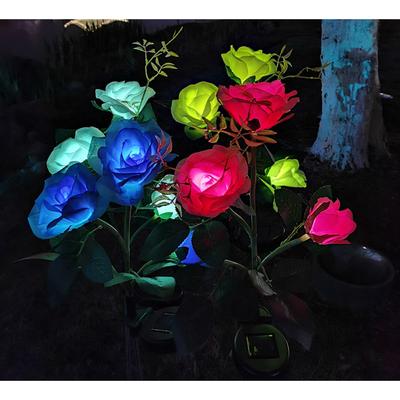 3 Solar Rose Led Lights Outdoor Lawn Garden Artificial Flower Decoration Landscape Lights