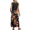 Women Sleeveless Floral Print Casual Waist Dress Crew Neck Maxi Dress Lightweight Soft Fabric for Everyday Wear