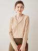 European Women's V-Neck Cashmere Knit Sweater - Thick, Versatile, Short Base Layer