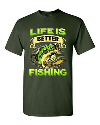 Das Leben ist besser Angeln Fisch Meerestier Lustig DT Erwachsenen T-Shirt Tee Unisex T-Shirt