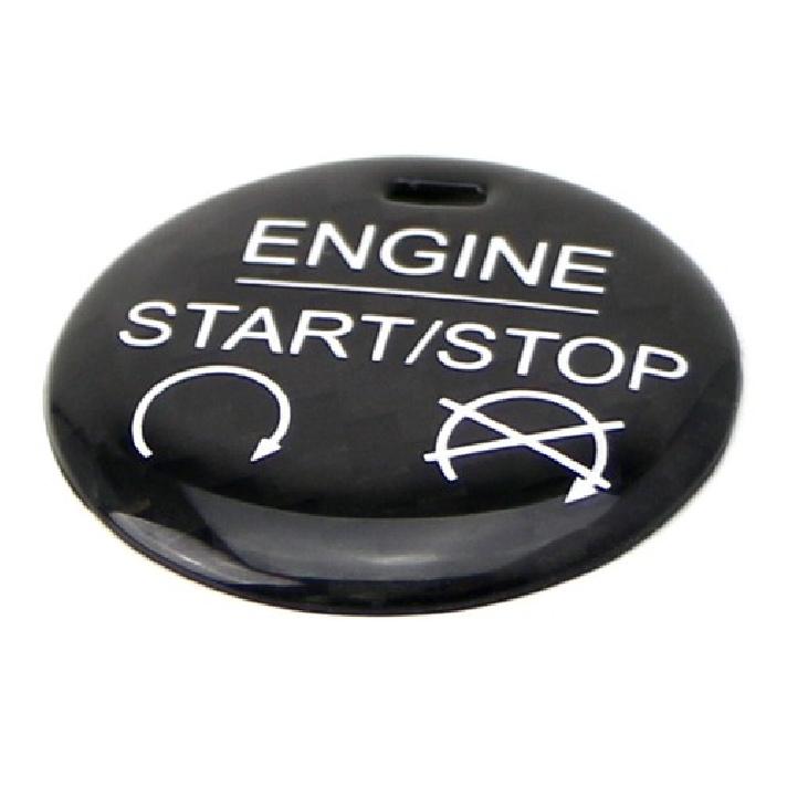 Black Carbon Fiber Keyless Engine Push Start Button Cover For 15-23 Ford Mustang