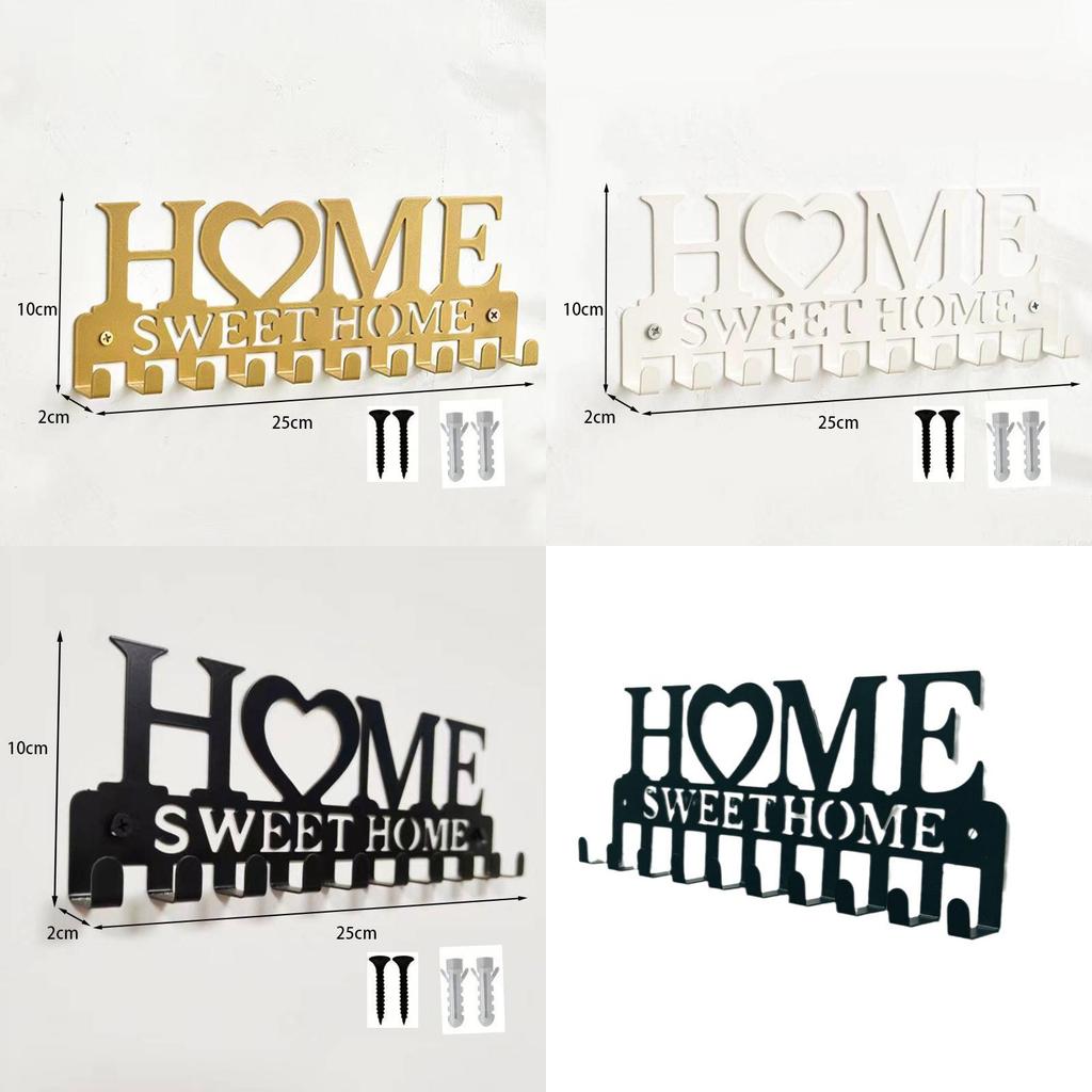Home Key Holder Wall Mount Iron Geometric Decor For Office Organization