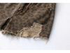 Women's Summer High Waist Leopard Print Ripped Denim Shorts