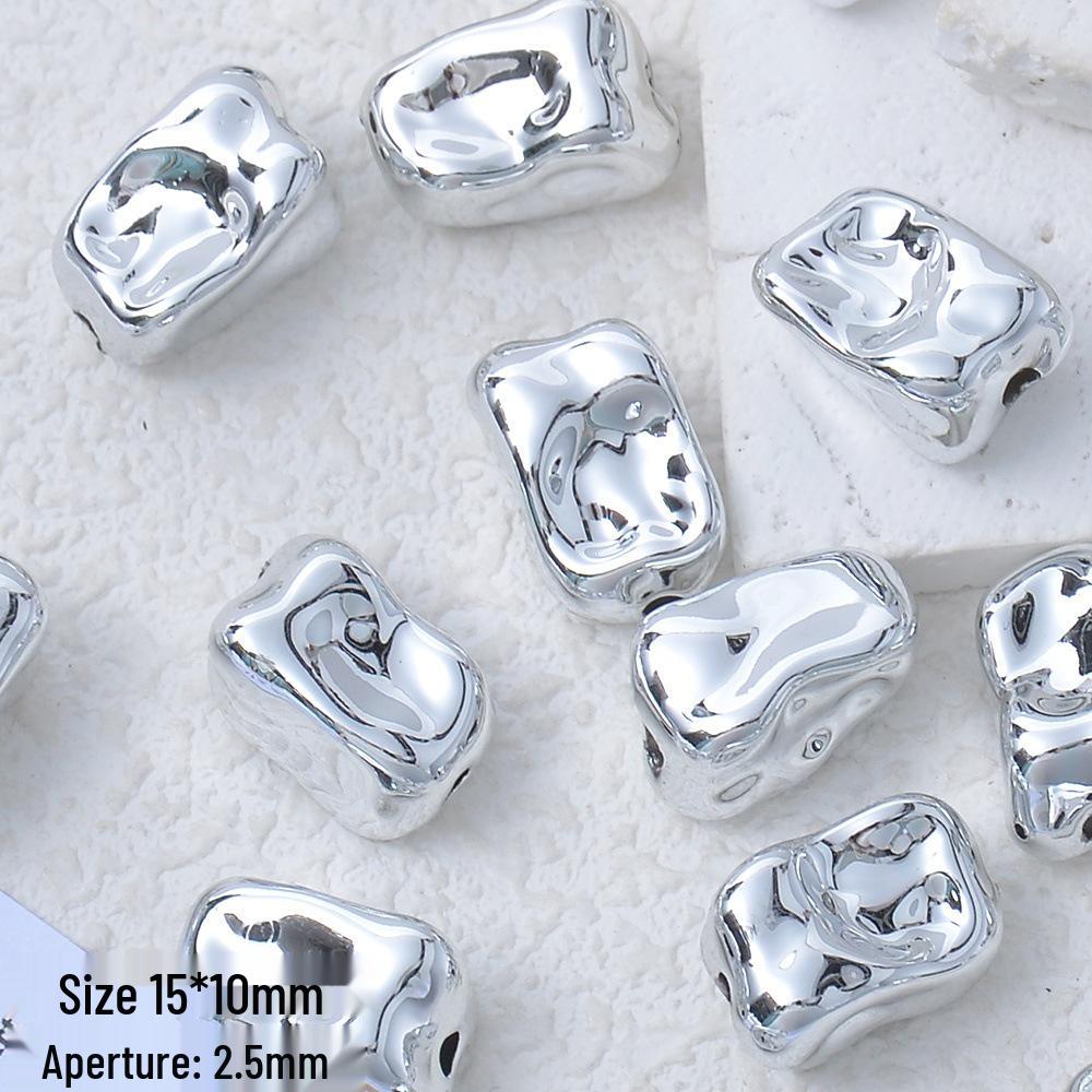 Silver-Plated Y2K Acrylic 3D Spacer Beads for DIY Jewelry Bracelets