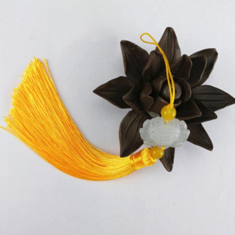 White Jade Lotus DIY Jewelry Curtain Clothes Decorative Accessories Key Car Bag Hanger Craft Tassels