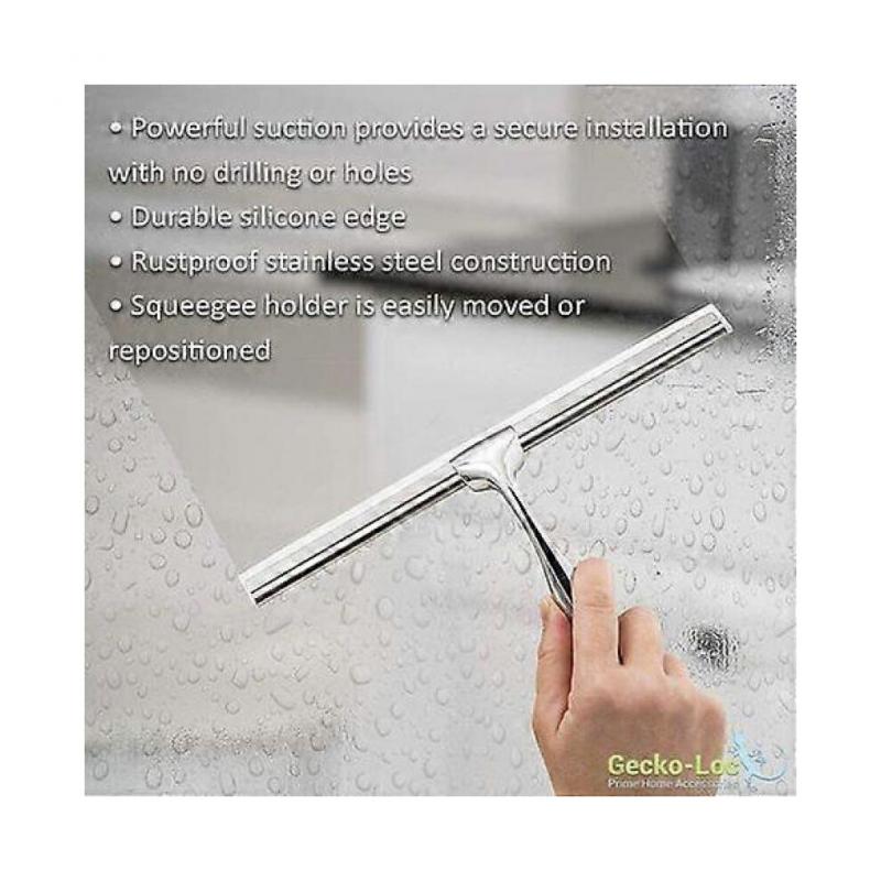 Bathroom Squeegee Shower with Suction Cup Hook for Glass, Mirror, Door Cleaning Anti-rust Stainless Steel