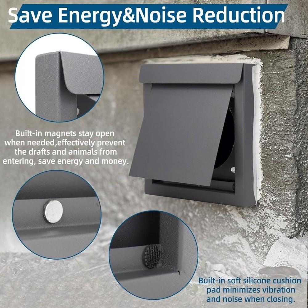 Useful Metal Dryer Vent Cover Weatherproof 4 Inch Exterior Wall Vent Hood Safety Anti-Backdraft Exhaust Hood Home Ventilation
