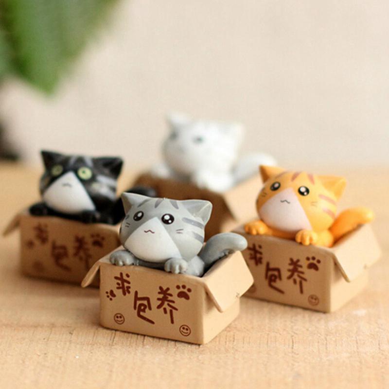 Cute Cat Resin Crafts Sculpture Moss Miniature Landscape Flower Pot Garden DIY Decoration Supplies