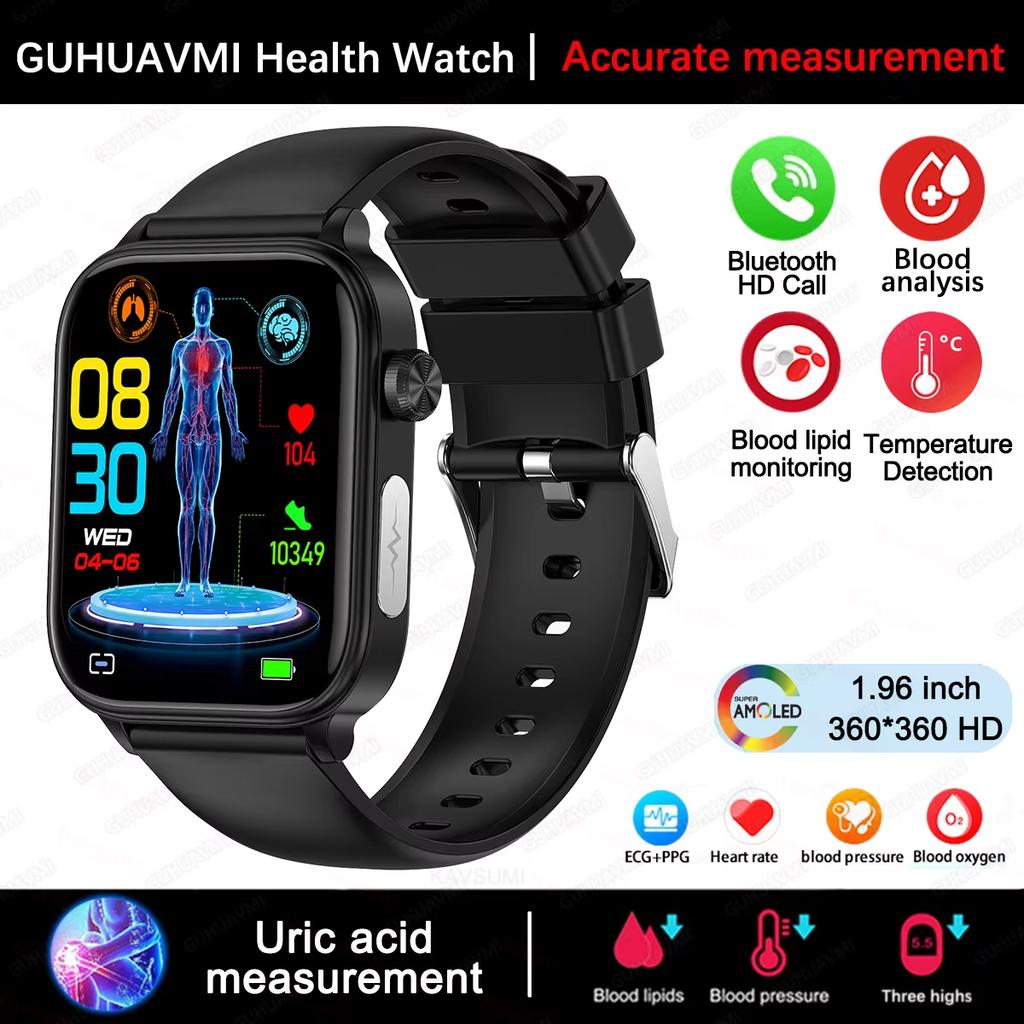 2025 New ECG+PPG Blood Fat Uric Acid Health Smartwatch Men Women Heart Rate Blood Pressure Bluetooth Call Smart Watch for IOS Android