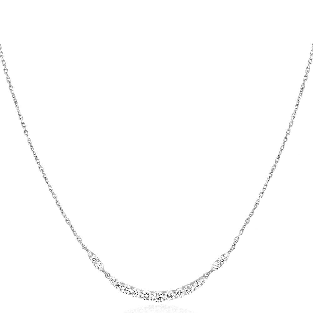 Arc Pave 925 Silver Necklace N056-02H