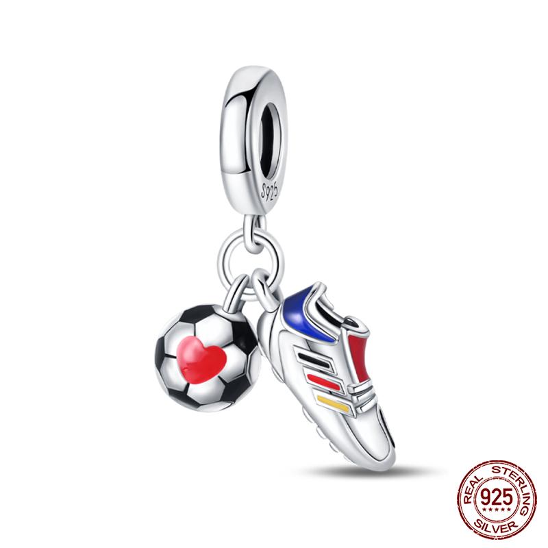 100% Copper I Love Soccer Series Lucky Football Trophy Charms Beads Fit Qikaola Original Bracelets Fine Diy Jewelry