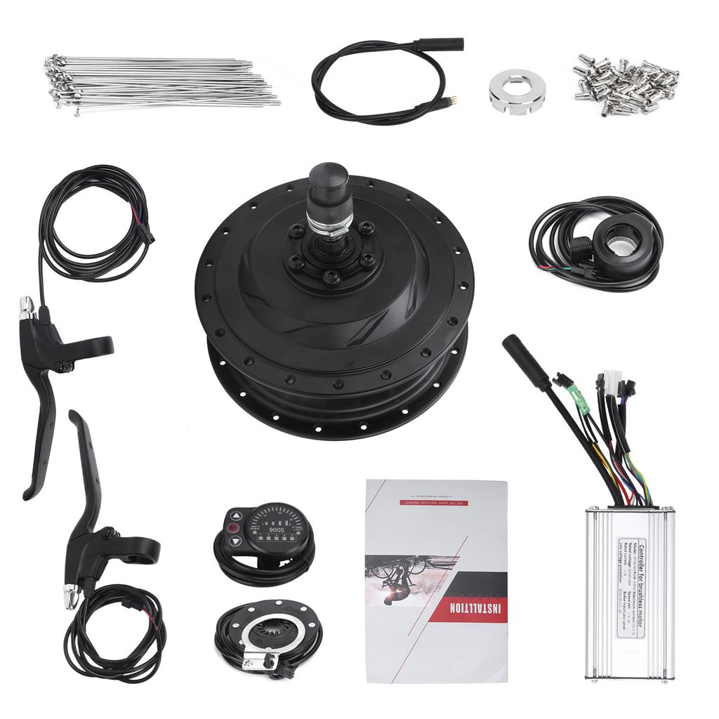 Electric Bicycle Conversion Kit 48V 500W Rear Wheel Hub Motor Set with KT‑900S Display Meter for 12G Wheel