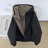 Unisex Wende-Kapuzen-Baumwoll-Daunenjacke Winter Warm Dick Gefüttert mit Fleece Einfarbig Oberbekleidung Herren Damen