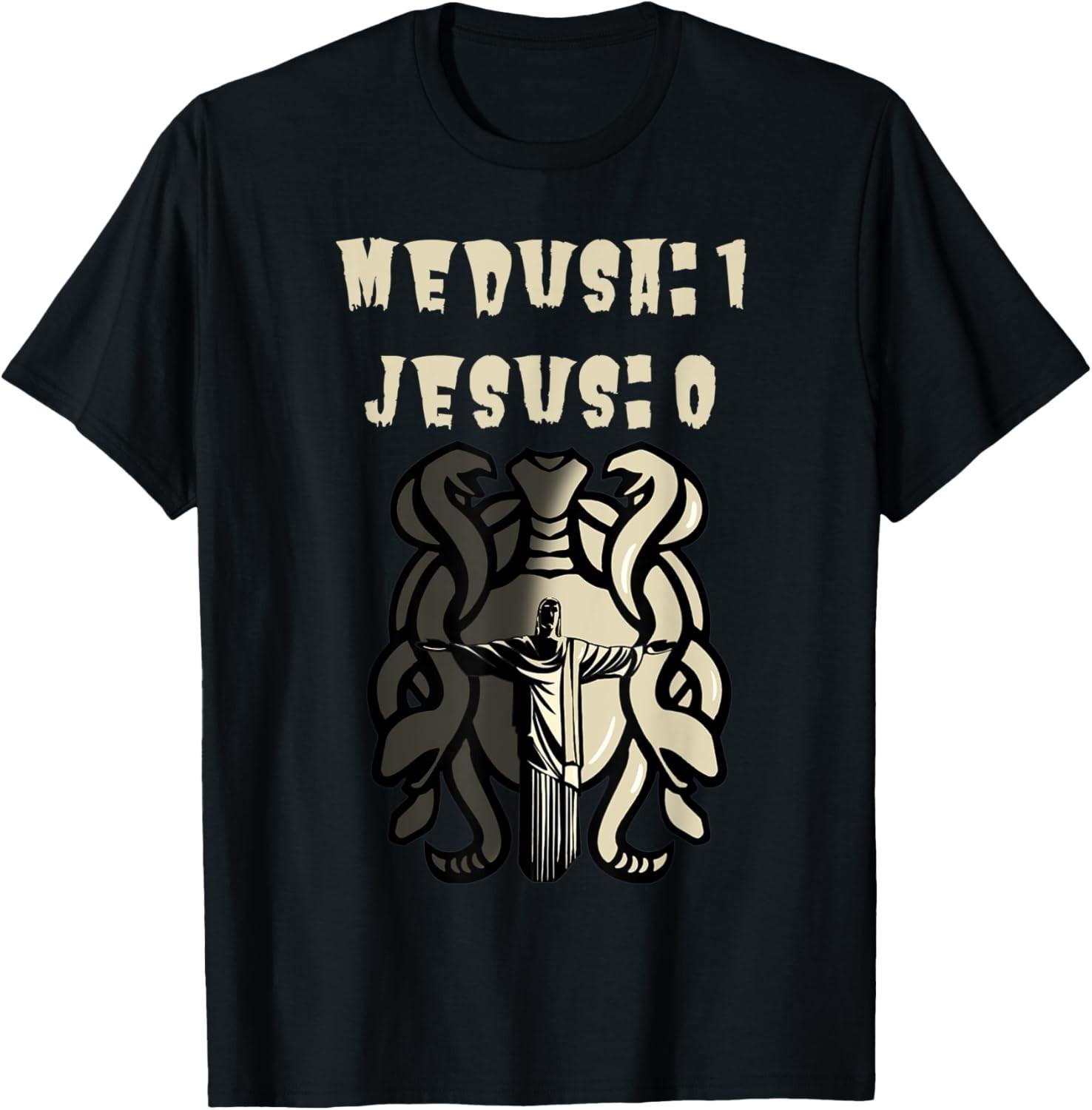 Funny Greek mythology Christian Medusa Jesus T-Shirt S разноцветный