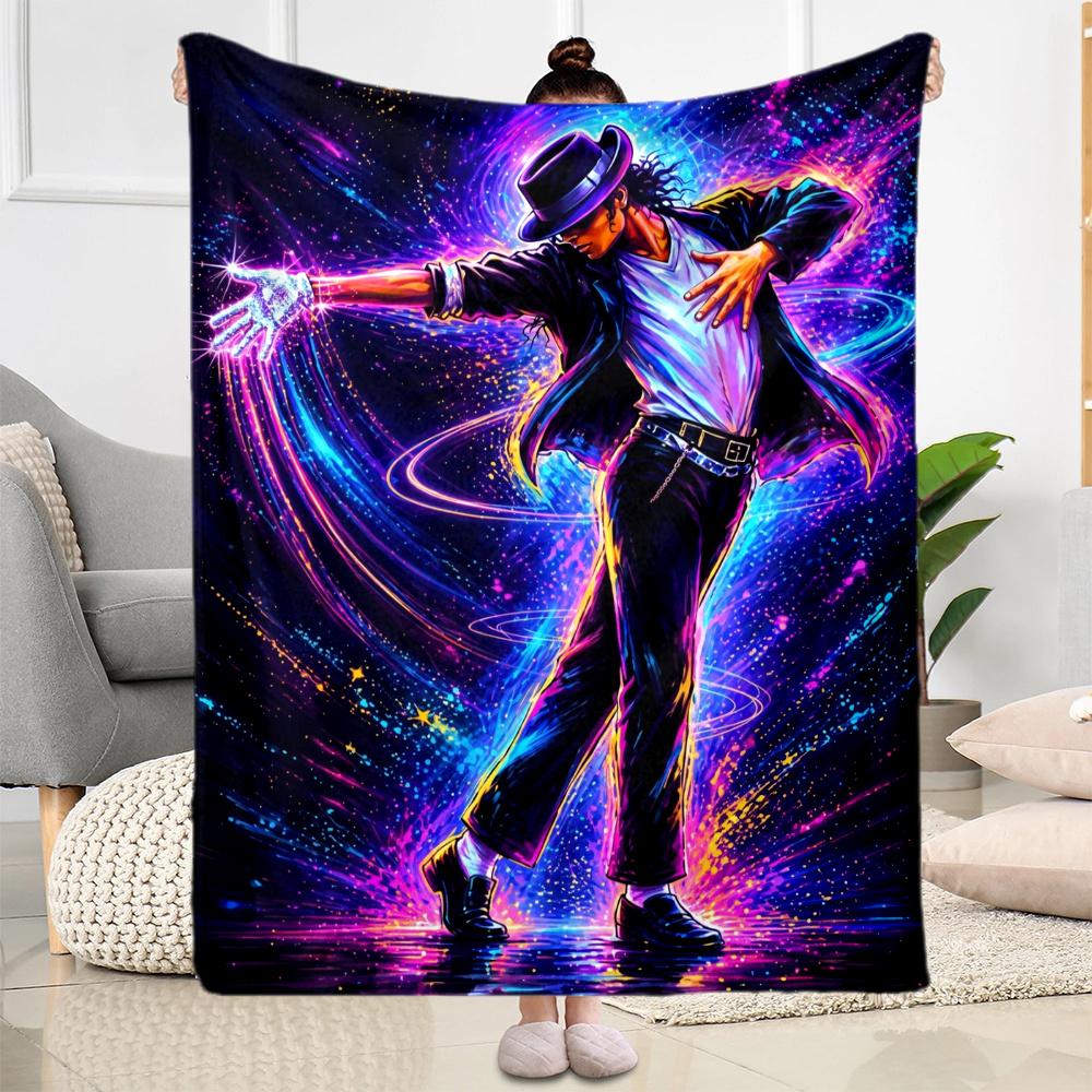 Michael Jackson Vibrant Pop Icon Portrait Blanket Warmthful Decor Suitable For Chair Sofa Bedding For All Occasions Digital Print Birthday Christmas G