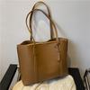 Simple Solid Color Large Capacity Tote Bag Casual Soft Leather Shoulder Bag for Women