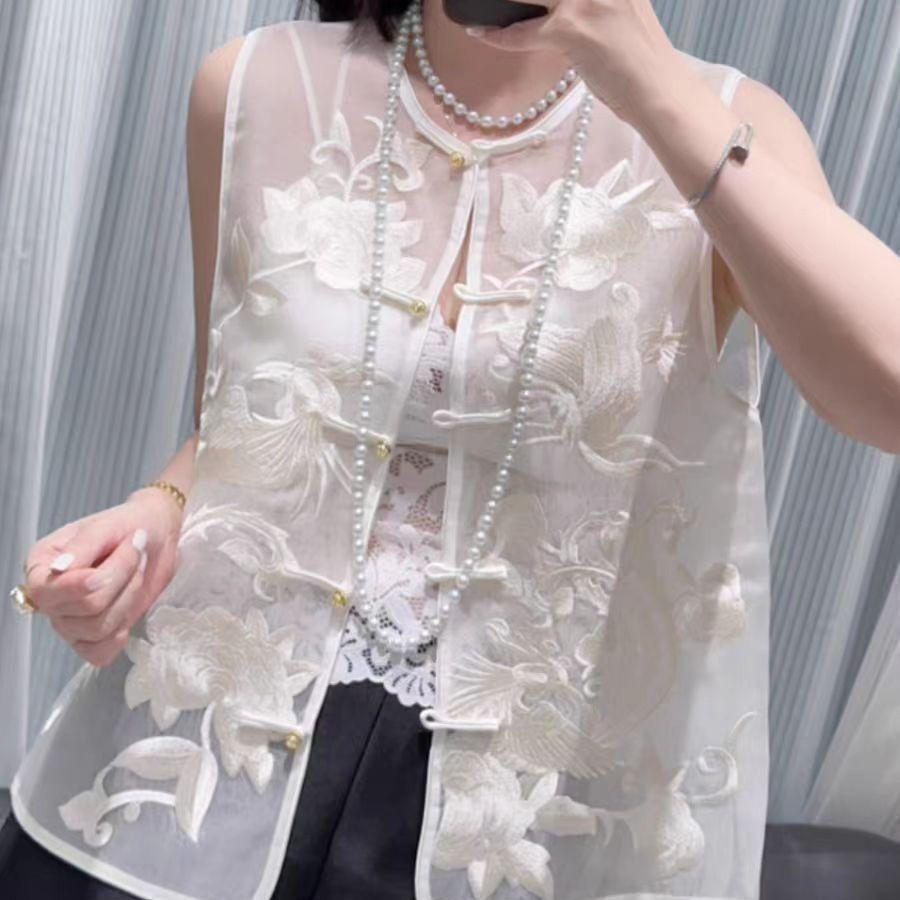 

Модный жилет женский топ китайский розовый новый жилет летний тонкий 3XL (recommended 138-75kg) белый